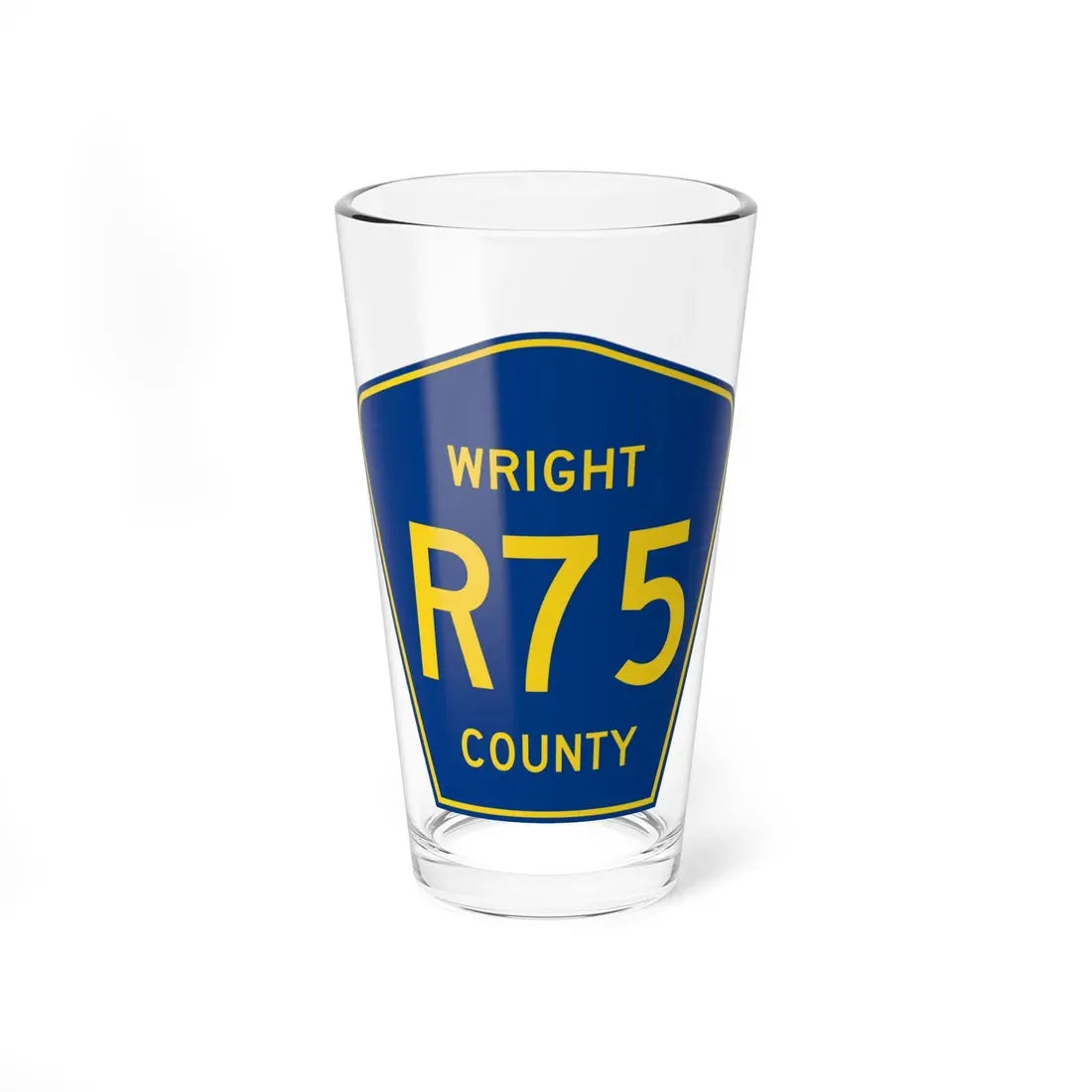 Wright County Route R75 IA (Iowa) (Road Sign) Pint Glass 16oz 16oz - Go Mug Yourself