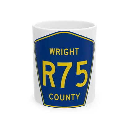 Wright County Route R75 IA (Iowa) (Road Sign) White Coffee Mug 11oz - Go Mug Yourself
