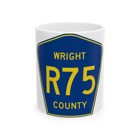 Wright County Route R75 IA (Iowa) (Road Sign) White Coffee Mug 11oz - Go Mug Yourself