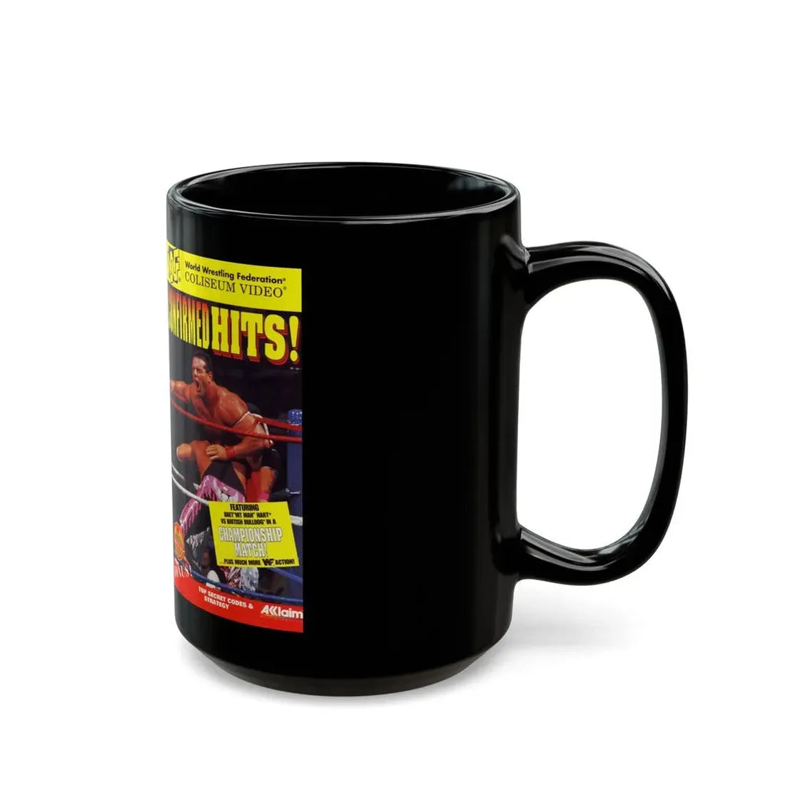WWF CONFIRMED HITS (VHS COVER) - Black Coffee Mug - Go Mug Yourself