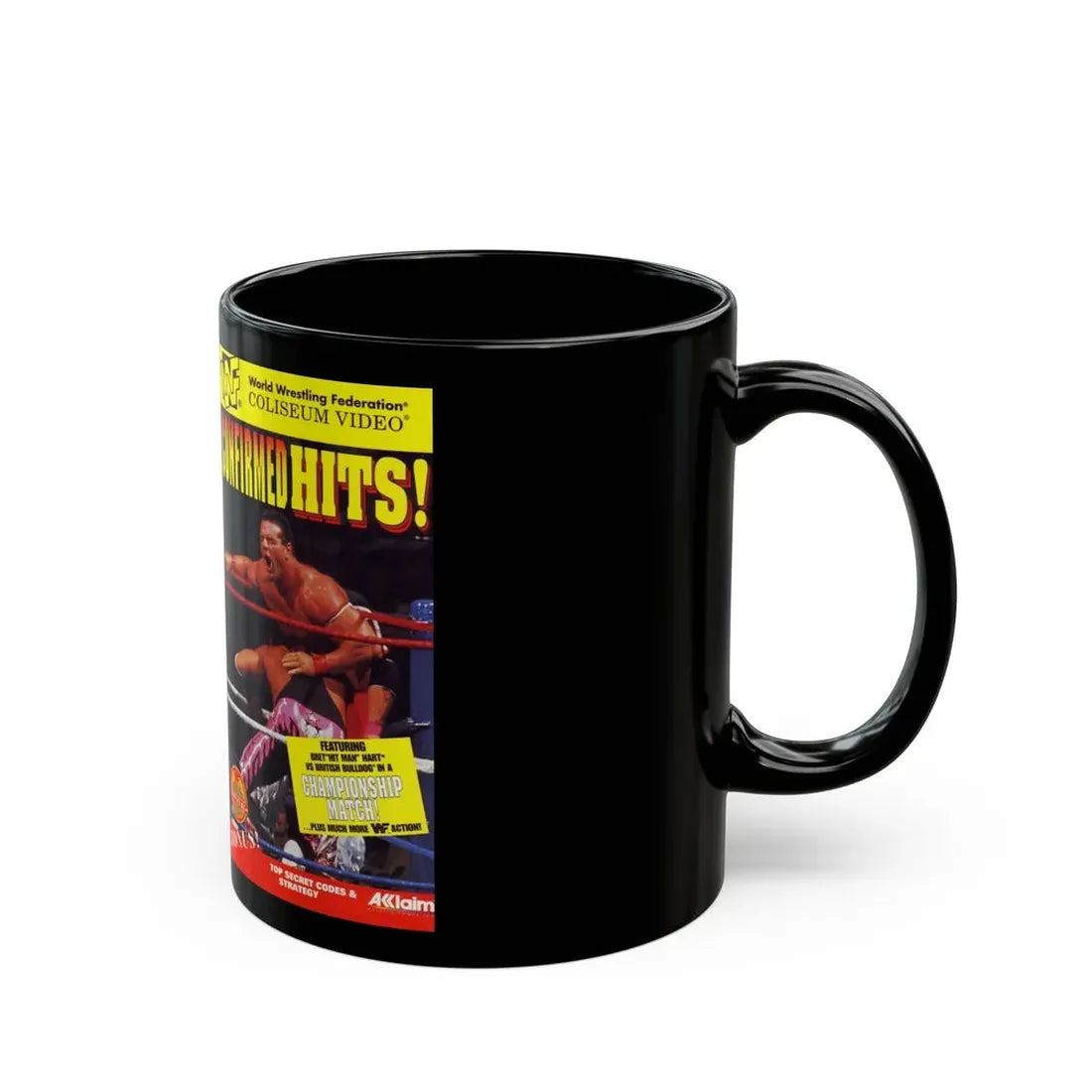 WWF CONFIRMED HITS (VHS COVER) - Black Coffee Mug - Go Mug Yourself