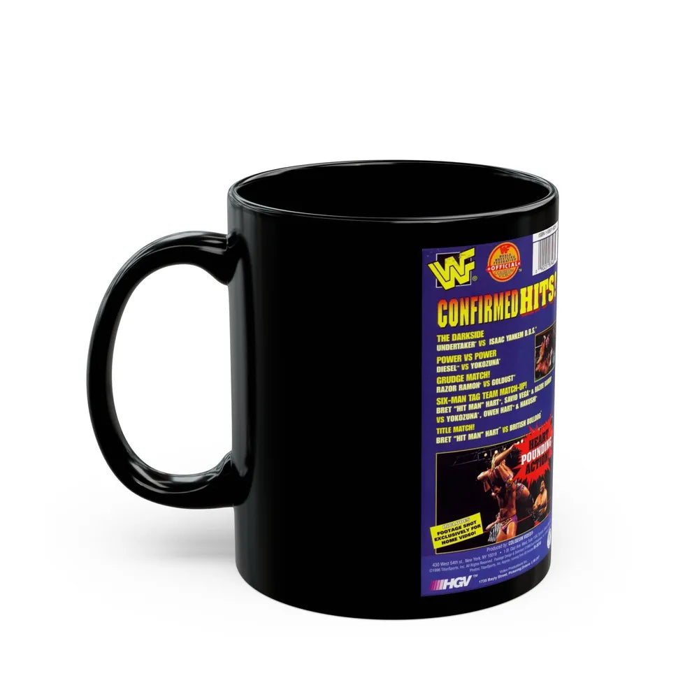 WWF CONFIRMED HITS (VHS COVER) - Black Coffee Mug-Go Mug Yourself