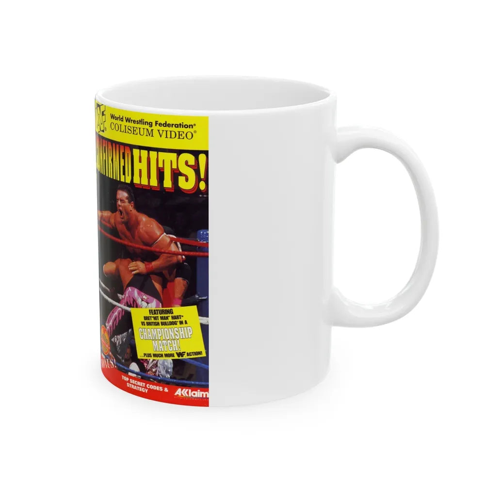 WWF CONFIRMED HITS (VHS COVER) - White Coffee Mug-Go Mug Yourself