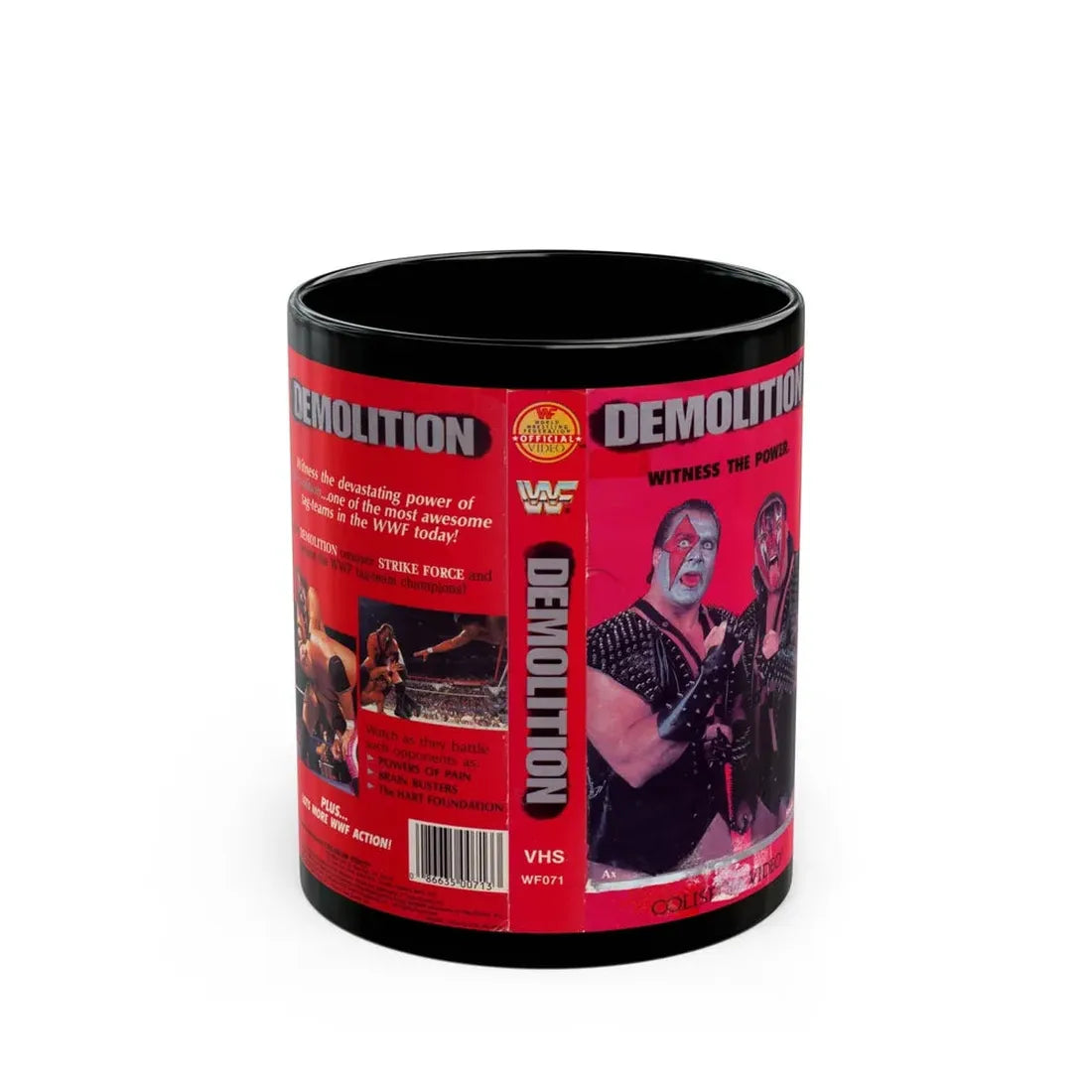WWF DEMOLITION (VHS COVER) - Black Coffee Mug 11oz - Go Mug Yourself