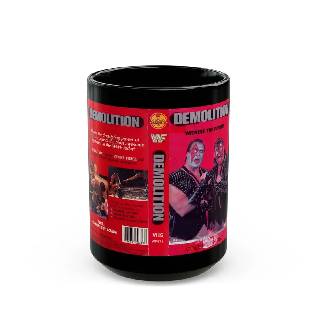 WWF DEMOLITION (VHS COVER) - Black Coffee Mug 15oz - Go Mug Yourself