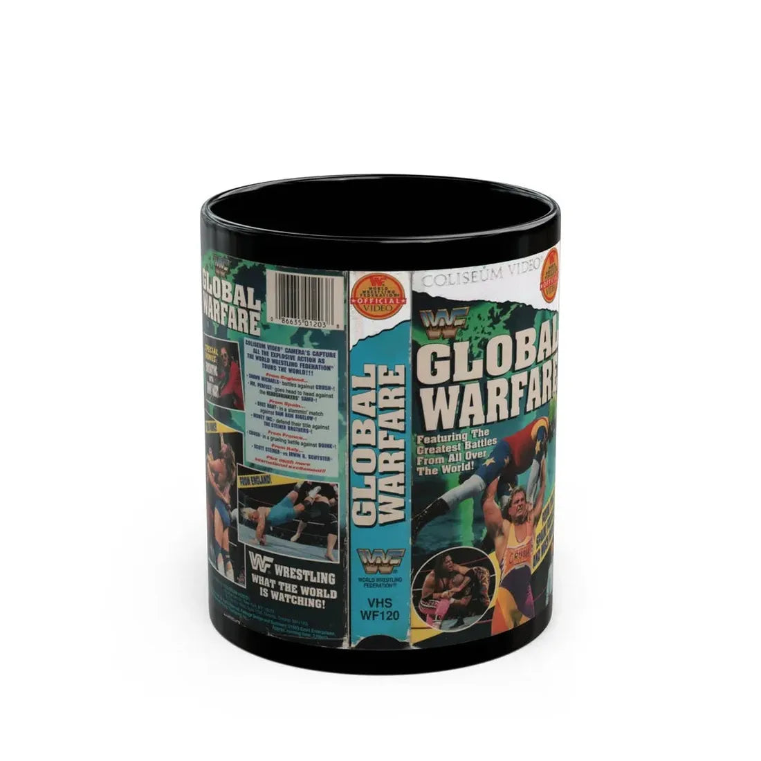 WWF GLOBAL WARFARE (VHS COVER) - Black Coffee Mug 11oz - Go Mug Yourself