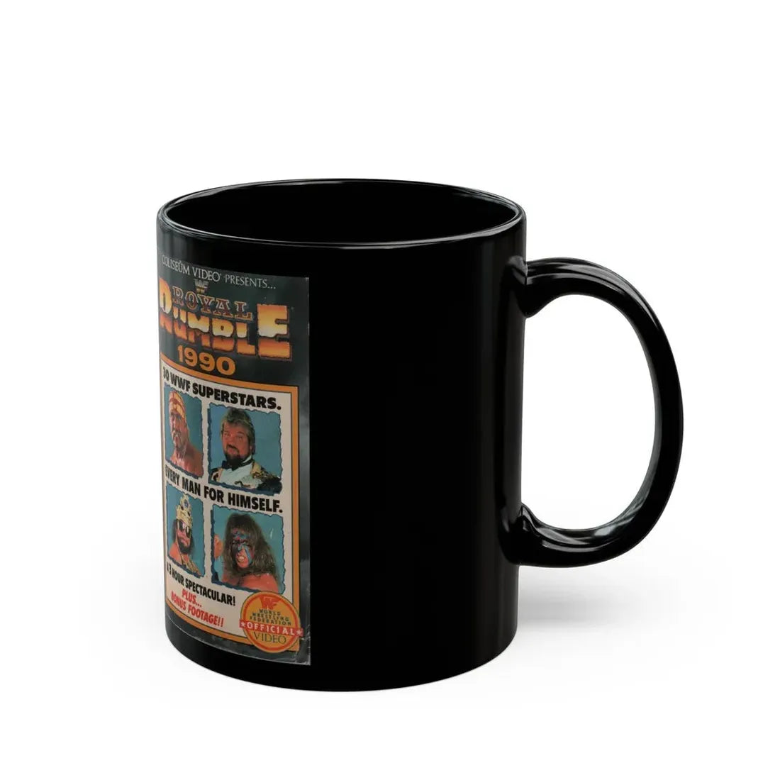 WWF ROYAL RUMBLE 1990 (VHS COVER) - Black Coffee Mug - Go Mug Yourself