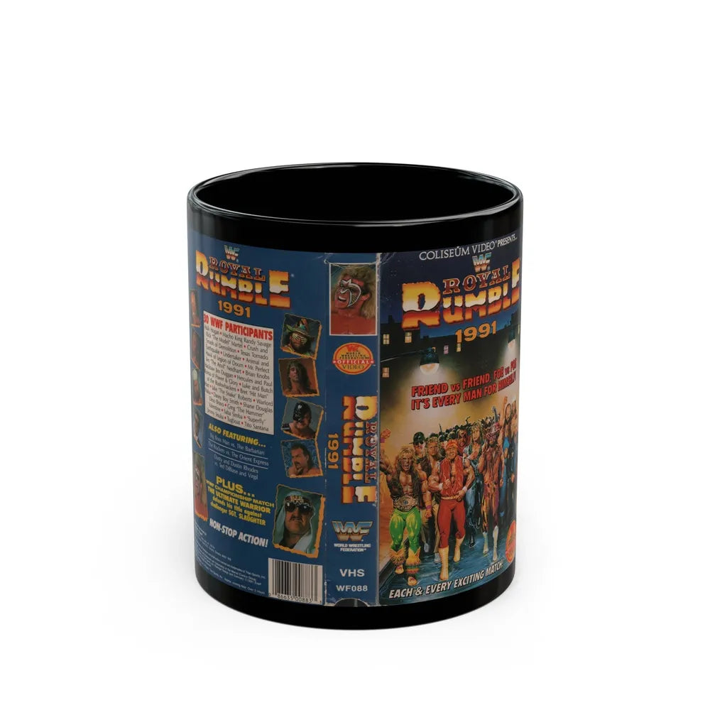 WWF ROYAL RUMBLE 1991 (VHS COVER) - Black Coffee Mug-11oz-Go Mug Yourself