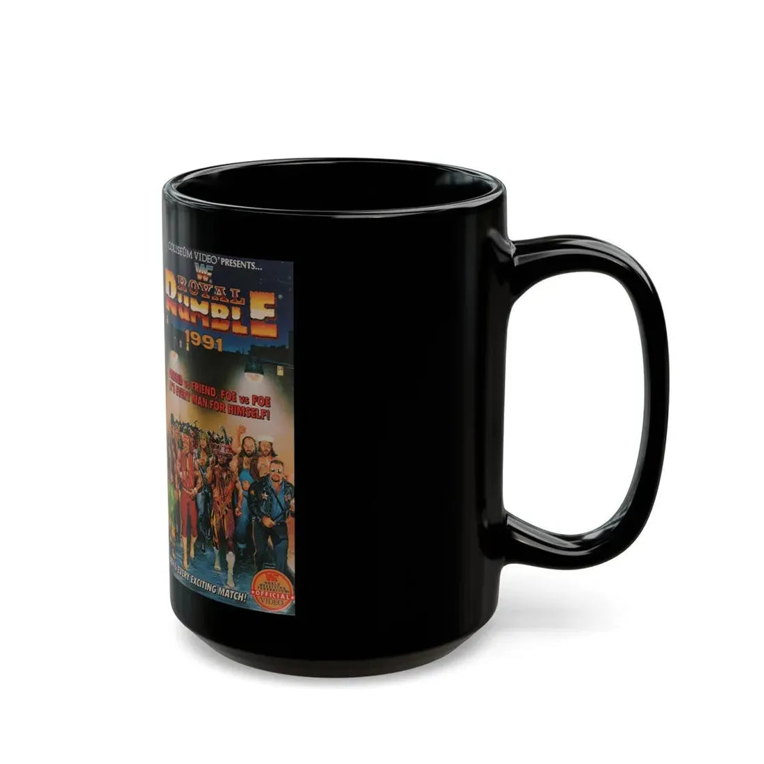 WWF ROYAL RUMBLE 1991 (VHS COVER) - Black Coffee Mug - Go Mug Yourself