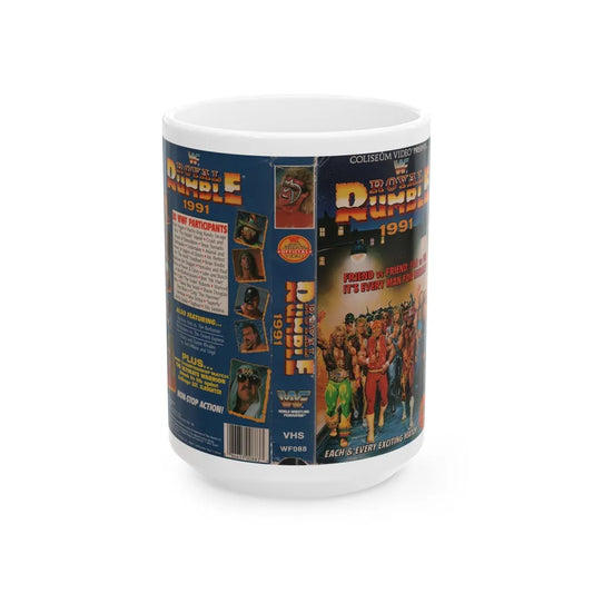 WWF ROYAL RUMBLE 1991 (VHS COVER) - White Coffee Mug-15oz-Go Mug Yourself