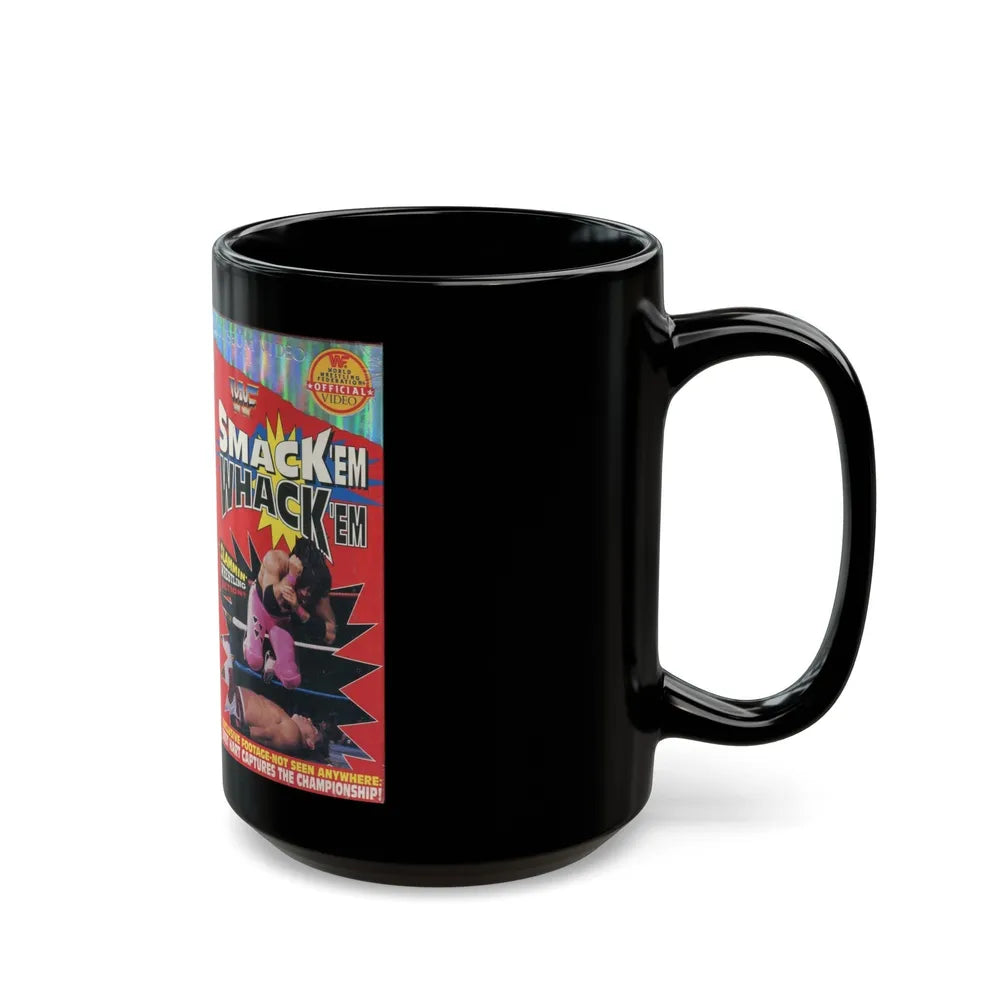 WWF SMACK EM WHACK EM (VHS COVER) - Black Coffee Mug-Go Mug Yourself