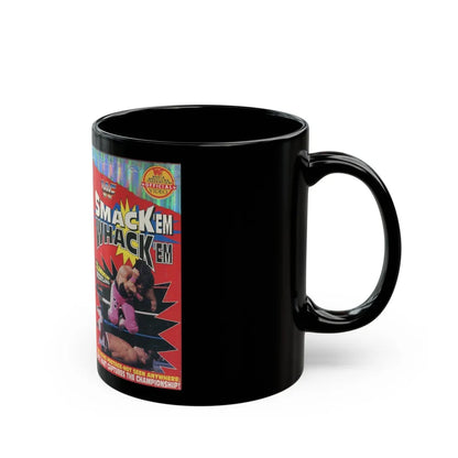 WWF SMACK EM WHACK EM (VHS COVER) - Black Coffee Mug-Go Mug Yourself