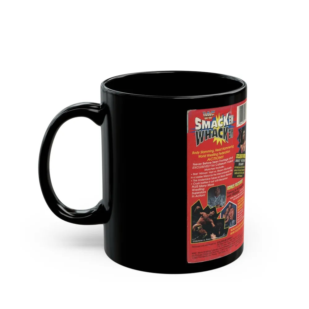 WWF SMACK EM WHACK EM (VHS COVER) - Black Coffee Mug-Go Mug Yourself