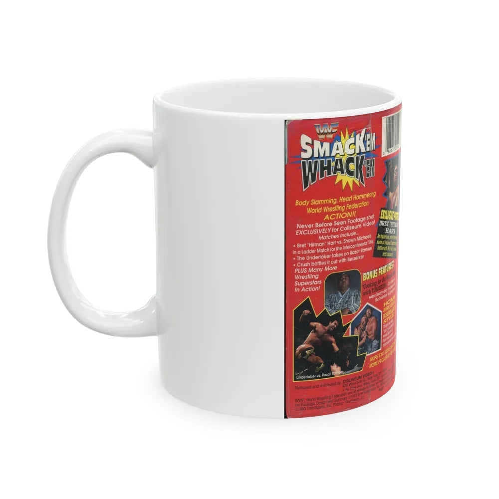 WWF SMACK EM WHACK EM (VHS COVER) - White Coffee Mug-Go Mug Yourself