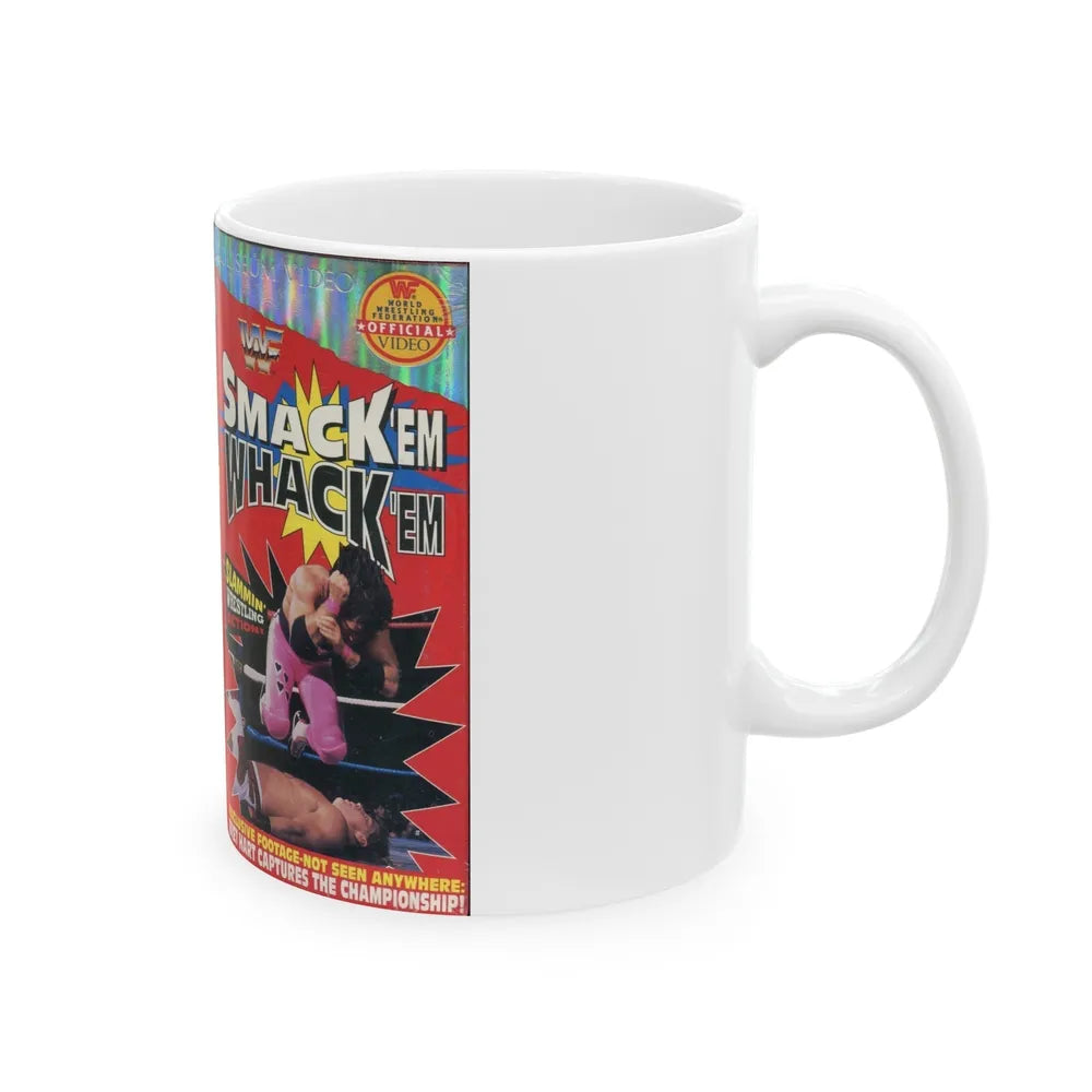 WWF SMACK EM WHACK EM (VHS COVER) - White Coffee Mug-Go Mug Yourself