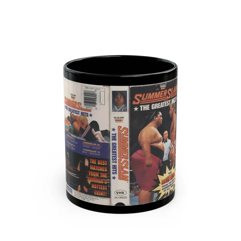 WWF SUMMER SLAM GREATEST HITS (VHS COVER) - Black Coffee Mug-11oz-Go Mug Yourself