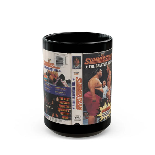 WWF SUMMER SLAM GREATEST HITS (VHS COVER) - Black Coffee Mug-15oz-Go Mug Yourself