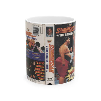 WWF SUMMER SLAM GREATEST HITS (VHS COVER) - White Coffee Mug-11oz-Go Mug Yourself