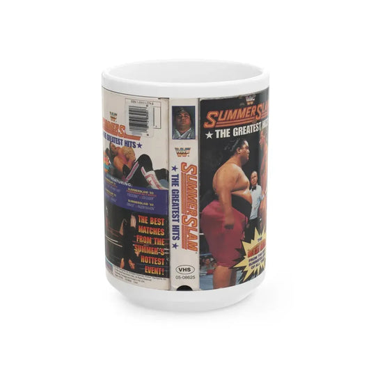 WWF SUMMER SLAM GREATEST HITS (VHS COVER) - White Coffee Mug 15oz - Go Mug Yourself