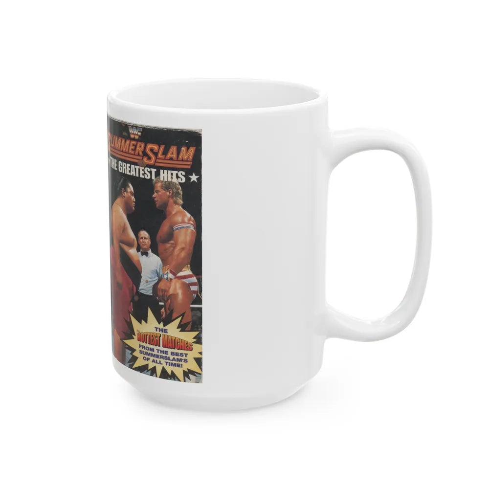 WWF SUMMER SLAM GREATEST HITS (VHS COVER) - White Coffee Mug-Go Mug Yourself