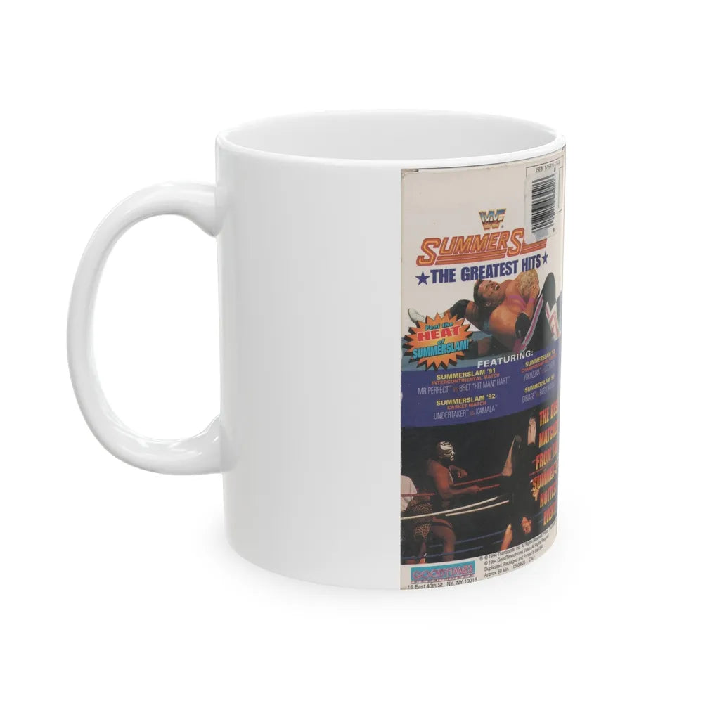 WWF SUMMER SLAM GREATEST HITS (VHS COVER) - White Coffee Mug-Go Mug Yourself