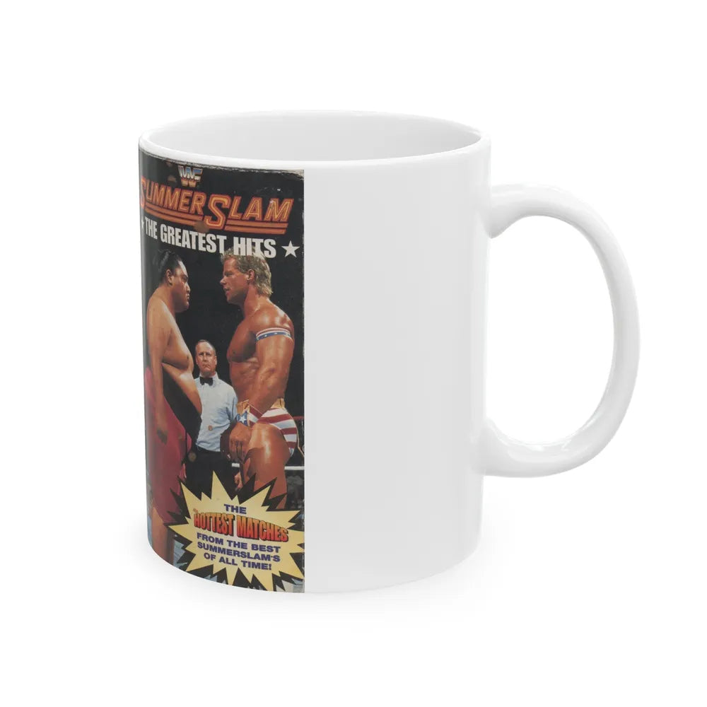 WWF SUMMER SLAM GREATEST HITS (VHS COVER) - White Coffee Mug-Go Mug Yourself