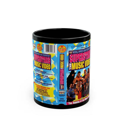 WWF SUPERSTARS THE MUSIC VIDEO (VHS COVER) - Black Coffee Mug 11oz - Go Mug Yourself