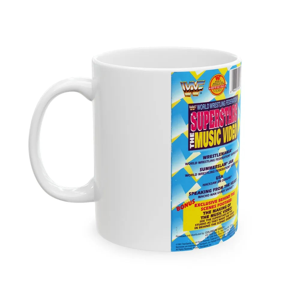 WWF SUPERSTARS THE MUSIC VIDEO (VHS COVER) - White Coffee Mug-Go Mug Yourself