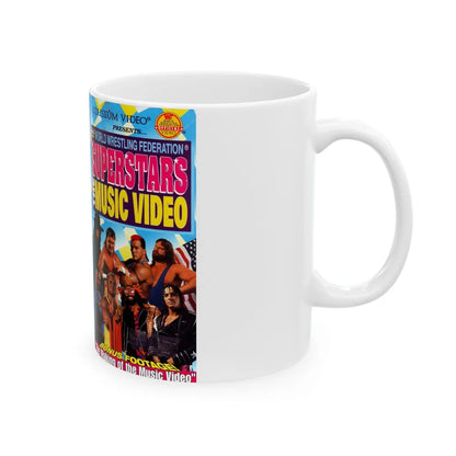 WWF SUPERSTARS THE MUSIC VIDEO (VHS COVER) - White Coffee Mug-Go Mug Yourself