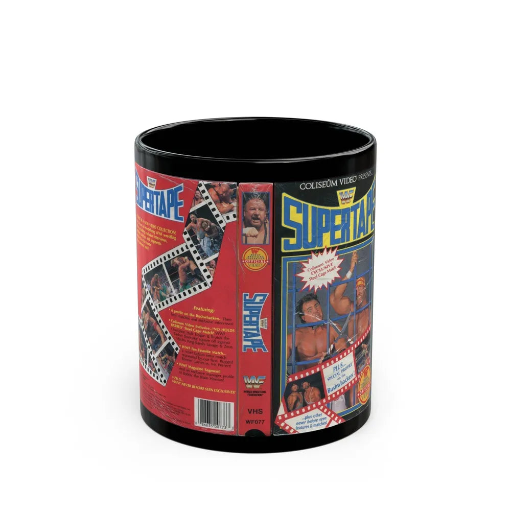 WWF SUPERTAPE (VHS COVER) - Black Coffee Mug-11oz-Go Mug Yourself