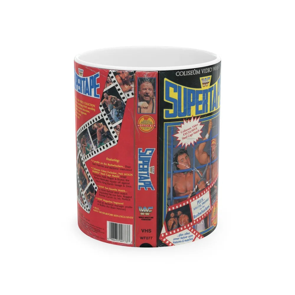 WWF SUPERTAPE (VHS COVER) - White Coffee Mug-11oz-Go Mug Yourself