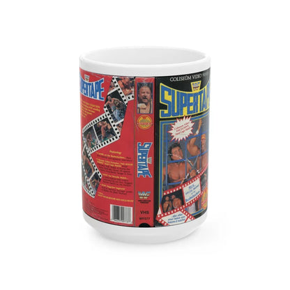 WWF SUPERTAPE (VHS COVER) - White Coffee Mug-15oz-Go Mug Yourself