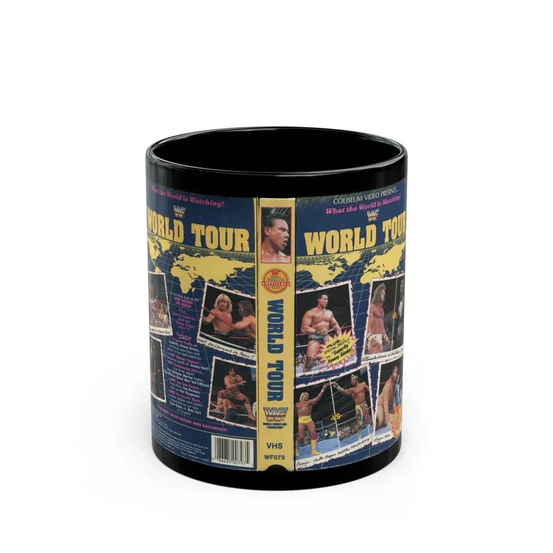 WWF WORLD TOUR (VHS COVER) - Black Coffee Mug 11oz - Go Mug Yourself