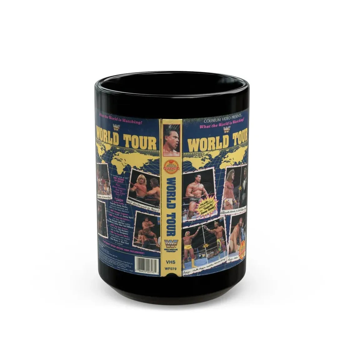 WWF WORLD TOUR (VHS COVER) - Black Coffee Mug 15oz - Go Mug Yourself