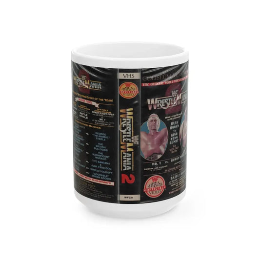 WWF WRESTLEMANIA 2 (VHS COVER) - White Coffee Mug 15oz - Go Mug Yourself