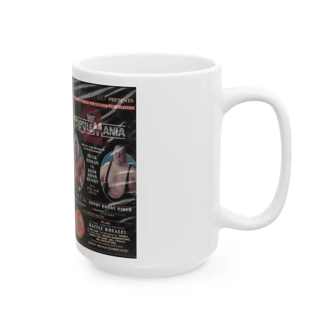 WWF WRESTLEMANIA 2 (VHS COVER) - White Coffee Mug - Go Mug Yourself
