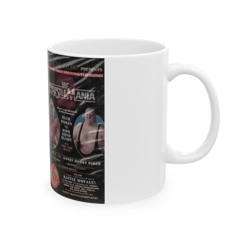 WWF WRESTLEMANIA 2 (VHS COVER) - White Coffee Mug-Go Mug Yourself