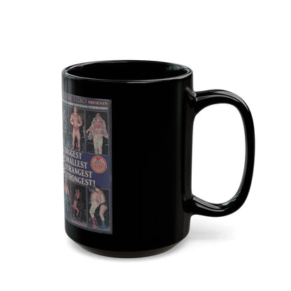 WWF WRESTLINGS BIGGEST SMALLEST STRANGEST STRONGEST (VHS COVER) - Black Coffee Mug-Go Mug Yourself