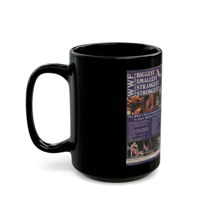 WWF WRESTLINGS BIGGEST SMALLEST STRANGEST STRONGEST (VHS COVER) - Black Coffee Mug - Go Mug Yourself