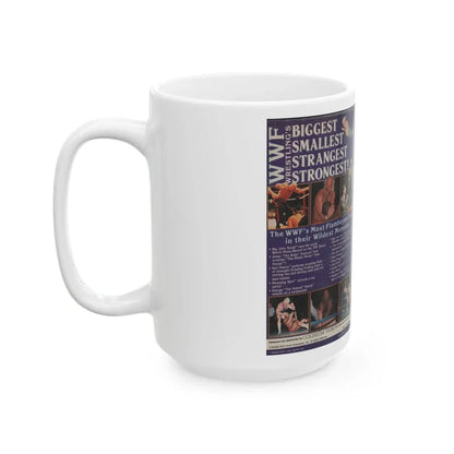 WWF WRESTLINGS BIGGEST SMALLEST STRANGEST STRONGEST (VHS COVER) - White Coffee Mug - Go Mug Yourself
