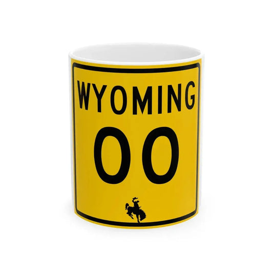 WY-00 (Wyoming) (Road Sign) White Coffee Mug 11oz - Go Mug Yourself