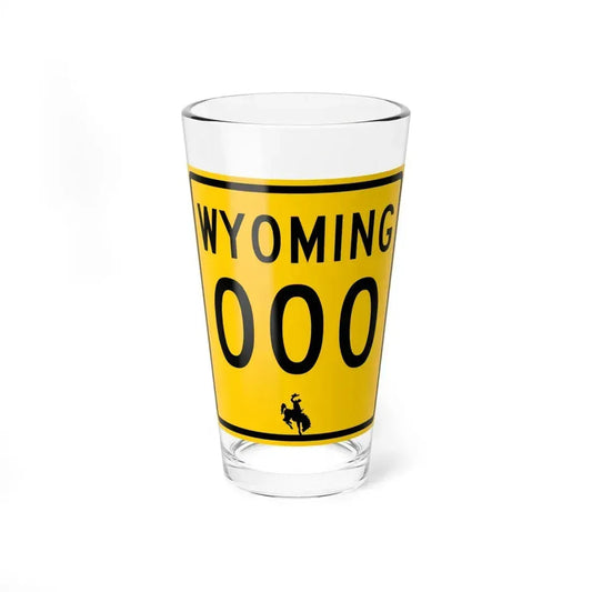 WY-000 (Wyoming) (Road Sign) Pint Glass 16oz 16oz - Go Mug Yourself