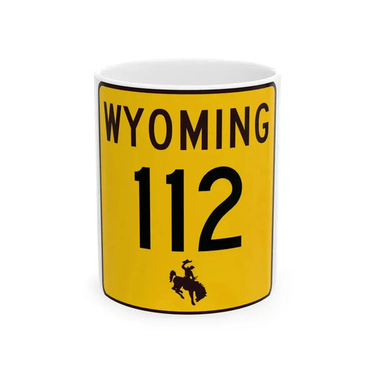 WY-112 (Wyoming) (Road Sign) White Coffee Mug 11oz - Go Mug Yourself