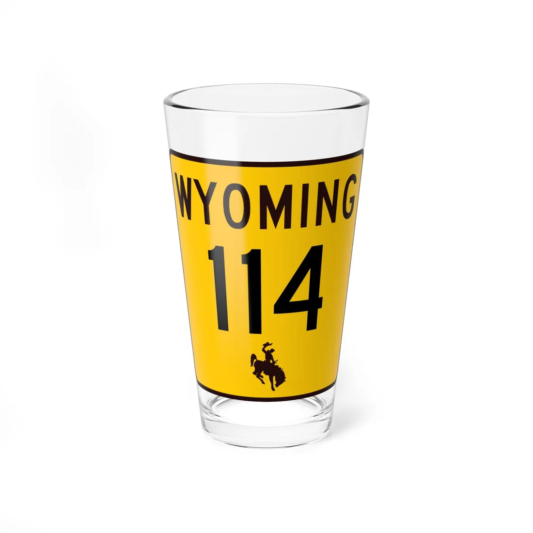 WY-114 (Wyoming) (Road Sign) Pint Glss 16oz 16oz - Go Mug Yourself