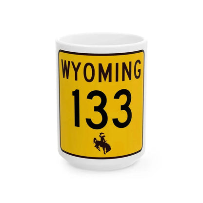 WY-133 (Wyoming) (Road Sign) White Coffee Mug 15oz - Go Mug Yourself