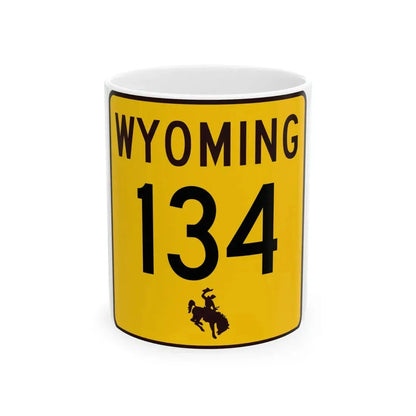 WY-134 (Wyoming) (Road Sign) White Coffee Mug 11oz - Go Mug Yourself