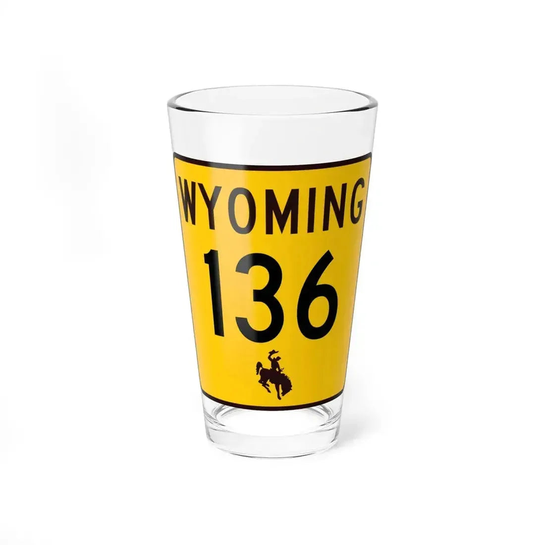 WY-136 (Wyoming) (Road Sign) Pint Glass 16oz 16oz - Go Mug Yourself
