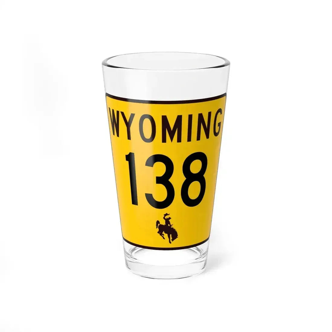 WY-138 (Wyoming) (Road Sign) Pint Glass 16oz 16oz - Go Mug Yourself