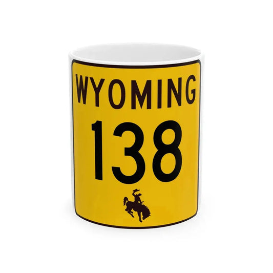WY-138 (Wyoming) (Road Sign) White Coffee Mug 11oz - Go Mug Yourself
