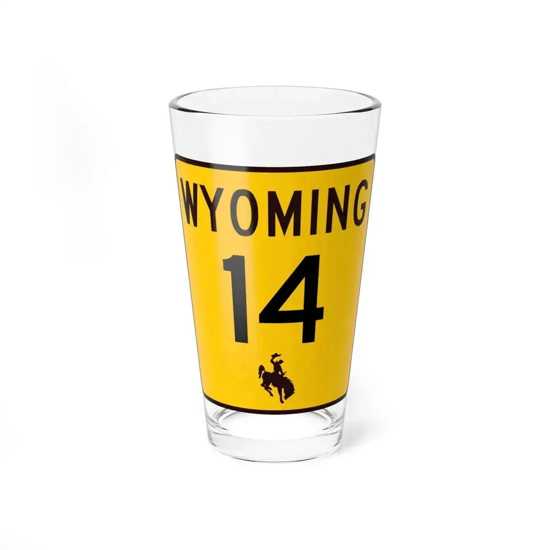WY-14 (Wyoming) (Road Sign) Pint Glass 16oz 16oz - Go Mug Yourself